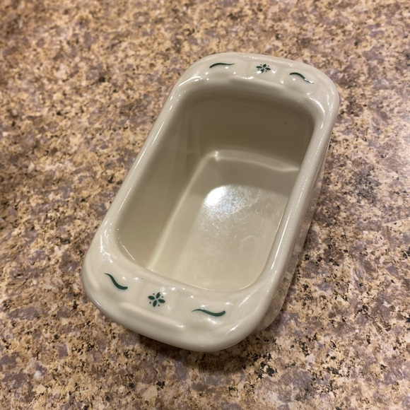 Longaberger Mini Pottery Sweetener Sugar Packet Holder Ivory and Green Vintage - Picture 3 of 17